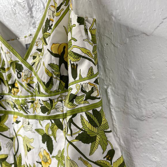 Ann Taylor Floral Tank Top 4 Spaghetti Strap Vintage Girly Green White - Picture 4 of 7